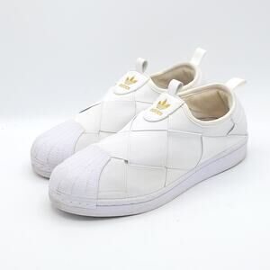 adidas Superstar Cloud White rare woven slip on women's size 6
